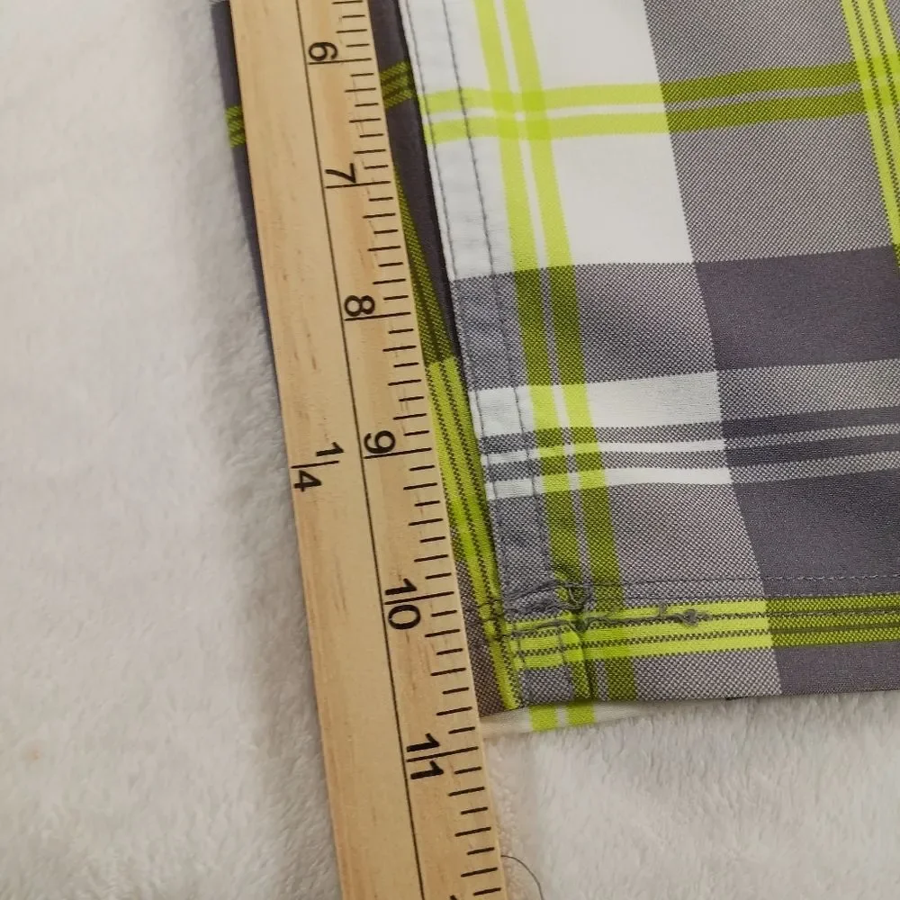 Opflex 4- Way Stretch Men's 32 Golf/Athletic Shorts. Green/ Gray Plaid. - Picture 8 of 11